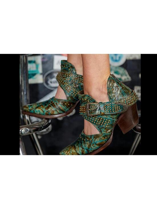 Ariat Shoes - Ariat Dixon Rock 'N Roll distressed leather booties in a Turquoise Topaz